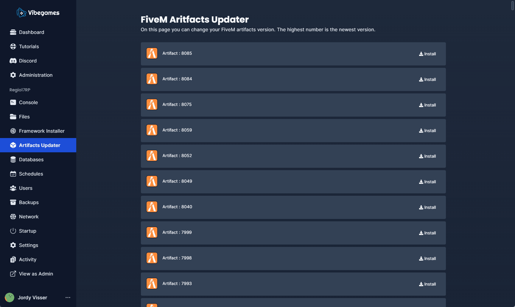 Artifacts updater