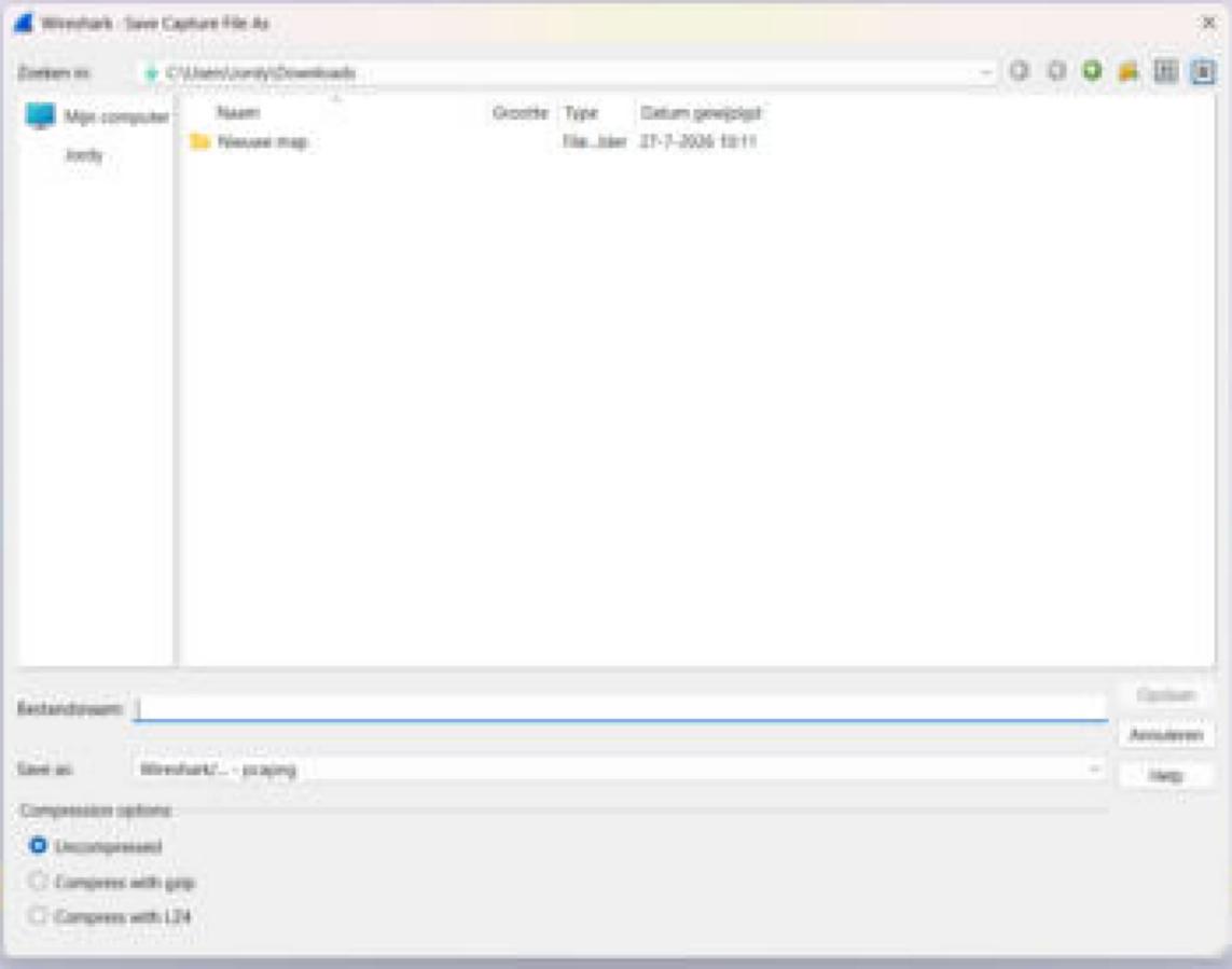 Wireshark Save Capture File As dialog